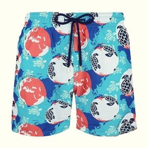 Vilebrequin Swim trunks Turtle Print Azurin Moorea New